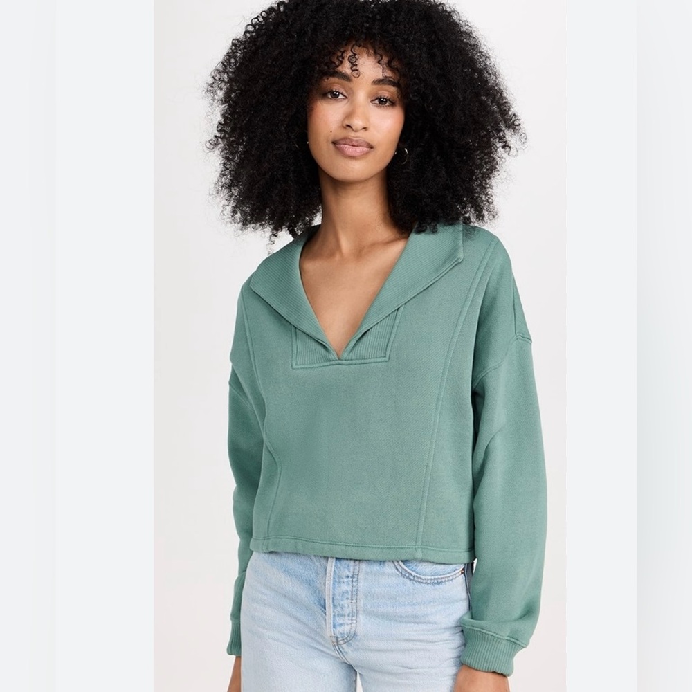 Z Supply Soho Green Cropped Sweatshirt Women's Size Medium Excellent Condition